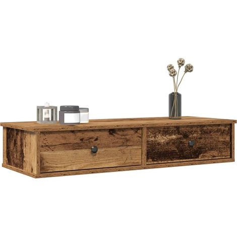 Wandregal mit Schubladen Altholz-Optik 100x37,5x19 cm (1/5)