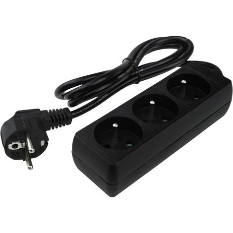 Rallonge 3 prises 1,5 m avec/sans câble 3 x 1 mm² noir
