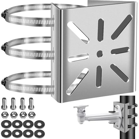 Support en Acier Inoxydable pour Caméras de Surveillance, Vertical Caméra Universel Montage sur Poteau Vertical Vis et 3 Brides Réglables,Support d’Angle pour Caméras CCTV, Panneaux Solaires (1PC) (1/5)