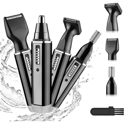 Épilateur électrique 4 en 1, tondeuse nez et barbe, rasoir pour homme, USB, noir-AquaForge (1/5)