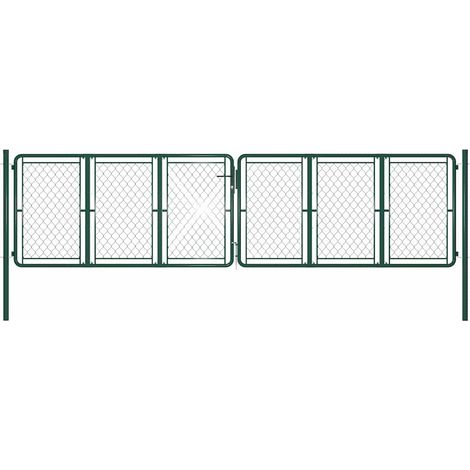 vidaXL Portail de jardin en acier vert 400 x 125 cm (1/5)