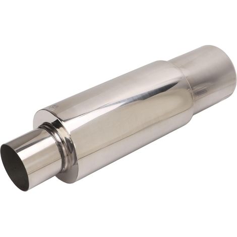 Résonateur D'échappement pour Voiture, Résonateur de Silencieux D'échappement Universel en Acier Inoxydable Entrée 2,5 Pouces Tuyau de Sortie 3,5 Pouces, Argent (1/5)
