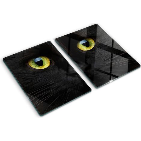 Planche de cuisine, couvre plaque, verre planche découper, verre trempé – 2 x 40 x 52 cm - Yeux de chat (1/5)