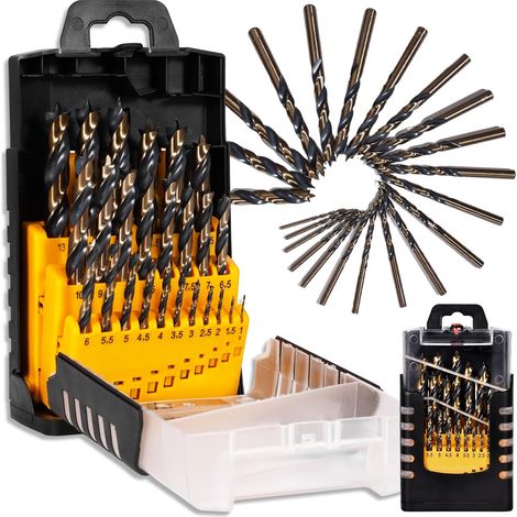 Lot de 25 Forets à Bois 1-13 mm HSS-G, Perçage Précis et Fluide Forets à Trois Pointes Wood Drill Bits Pas de 0,5 mm (1/5)