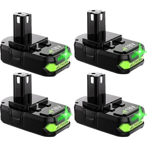 Batterie de remplacement, Li-ion, 18V, compatible avec Ryobi, 4PCS 3.0Ah (1/2)