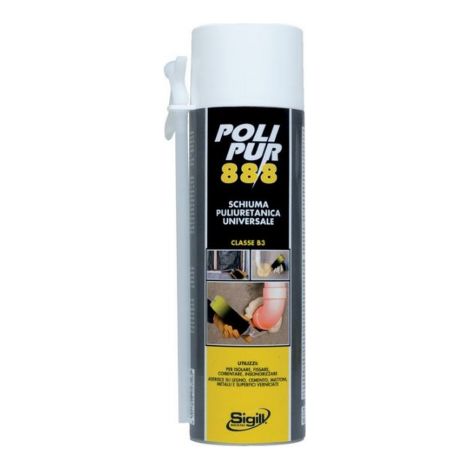 Mousse polyure'thane universelle Sigill Polipur 888 750 ml pour fixation et remplissage manuel classe de re'sistance au feu B3