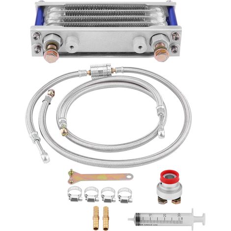 GARRYFIZH Kit de refroidissement moteur avec radiateur et refroidisseur d'huile 65 ml pour moto Honda GY6 (argent)