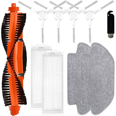 Accesorios compatibles para Xiaomi Mi Robot Vacuum-Mop 2S / Mop Pro / STYJ02YM, para Xiaomi Robot Vacuum S12 / T12 B106GL, 1 cepillo principal, 4 cepillos laterales, 2 filtros HEPA, 2 paños (1/5)