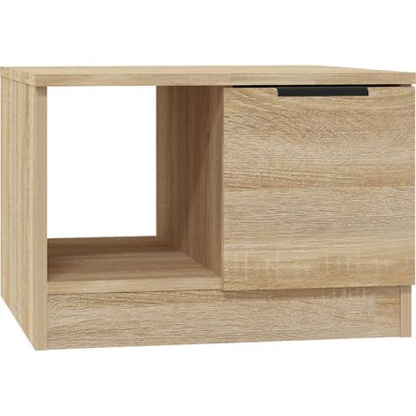 Mesa de centro con compartimento con puerta diseño moderno y contemporáneo 50 x 50 x 36 cm madera de ingeniería color roble DEC038945