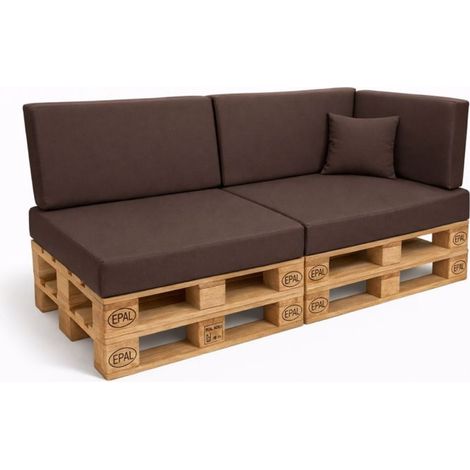 Set 6 coussins palette  assises 120x80 dossiers + 120x40 kit coussins canapé de jardin Marron coussins pour mobilier de jardin (1/5)