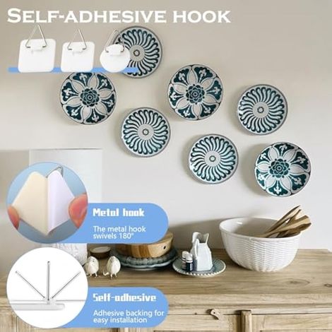45 crochets adhésifs muraux invisibles, sans perçage, pour accrocher tableaux, plaques murales et objets décoratifs. Supports adhésifs verticaux pour tableaux, plaques et décorations. (1/3)