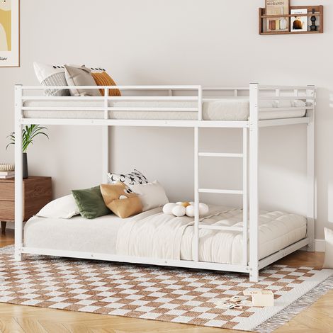 lit superposé enfant gain de place 140x200 métal blanc OKMYHOME (1/5)