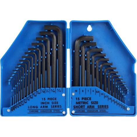 Clé BTR - 30 Pièces - Dimensions Métriques 0,7 À 10 mm Et Impériales 0,028 À 3/8 Pouces - Avec Barre D Extension - Boîte De Rangement (1/5)