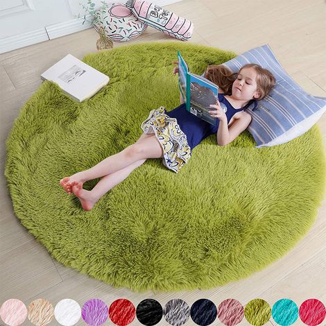 Runder Teppich, 1,2 x 1,2 Meter, ideal für ein Mädchenzimmer weicher runder Teppich, ideal für ein Kinderzimmer (grün).