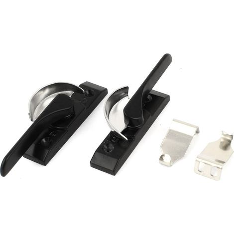 Fensterriegel, Halbmond-Fensterriegel 12 x 3 x 2,7 cm for Fenster, links/rechts, silber/schwarz, 2er-Pack (1/2)