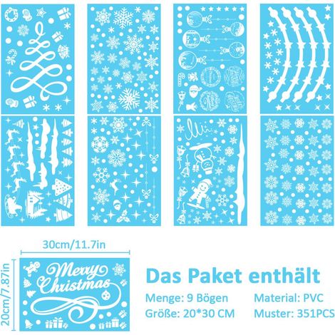 Nepfaivy Fensterbilder Weihnachten 351PCS Selbstklebend Statische Schneeflocken (1/5)
