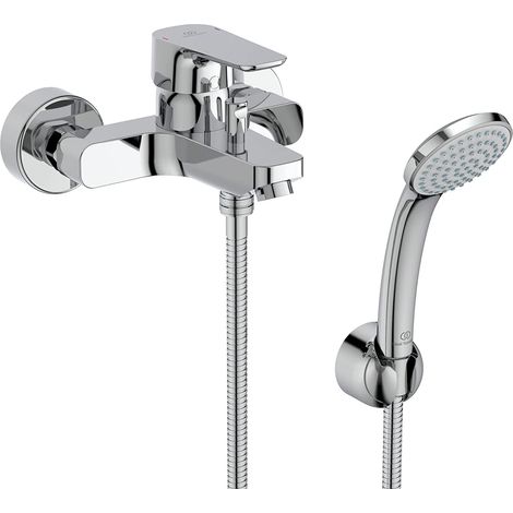 Ideal Standard Grifería de baño vista Ceraplan III, con juego de ducha, Salida 164-169mm, Cromo, B0719AA (1/2)