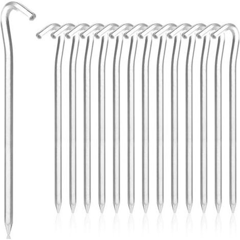 Lot de 14 Piquets de tente, Aluminium 18 cm, Crochet antidérapant, Pour camping et jardin (1/5)