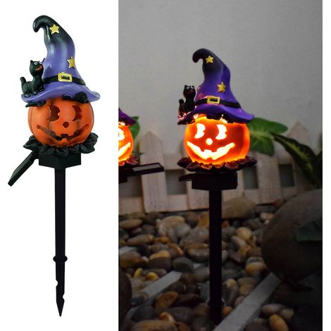 Halloween Decorations Outdoor, Solar LED Pumpkin Stake Lights, Waterproof Orange Lantern, Garden, Lawn, Yard Halloween Party (1/5)