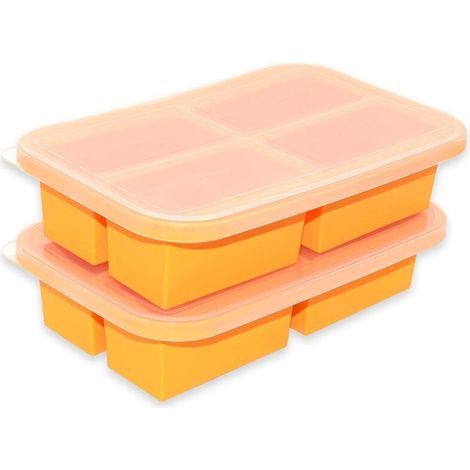 Set aus 2 Silikon-Suppenformen für den Gefrierschrank, 1 Tasse, mit Deckel, leicht zu entformen, zum Einfrieren und Aufbewahren von Suppen, Brühen, Soßen und Resten. (1/4)