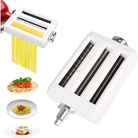Applicable Accessoire pour machine à pâtes en acier inoxydable, rouleau à pâtes et coupe-pâtes pour batteurs sur socle, comprend une brosse de nettoyage pour un entretien facile (1/5)
