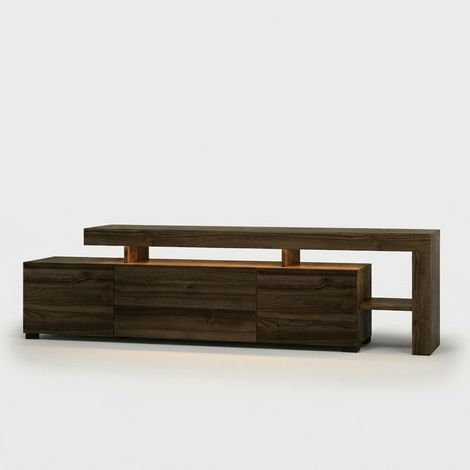 Mueble para TV con LED y estantes salón Teral - Nogal (1/5)