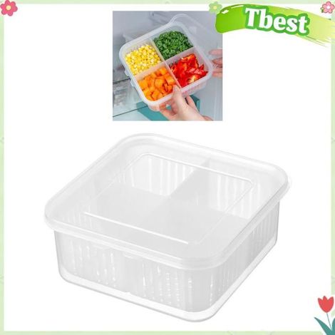 Tbest Conteneur de stockage de fruits divisé Boîte de Rangement de Légumes, 4 Compartiments Oignon Gingembre Ail meuble bac (1/5)