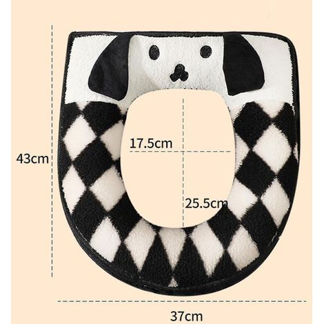 Siège de toilette – Siège de toilette épais pour chien de dessin animé, siège de toilette universel en peluche épaisse pour salle de bain, anneau de toilette, couverture de toilette (1/3)