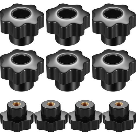 10 Pcs Noir M8 Boutons de Serrage de Filetage, Forme d'Étoile Tête Écrous De Serrage Boutons, Femelle de Filetage Bouton de Poignée pour Machine Outil (1/5)
