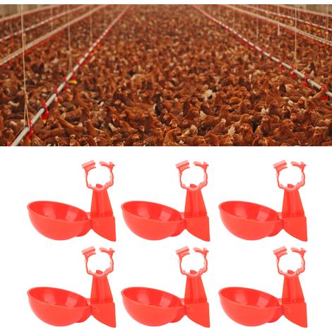 Lot de 6 abreuvoirs à carte rouges pour volailles (petit modèle), distributeur automatique, abreuvoir pour pigeons, cailles, poules, canards et oies. (1/5)