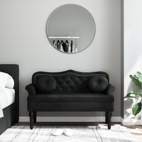 Canapé 2 places velours capitonné noir design vintage avec coussins (1/5)