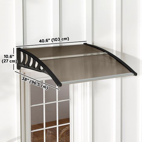 Auvent de porte-fenêtre marron 40,6 po x 38 po en polycarbonate alvéolaire pour protection UV (1/5)