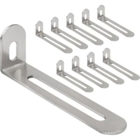Pack of 10 Silver L-Shaped Mounting Brackets, 32 x 80 mm for Wooden Furniture, with Screws (1/5)