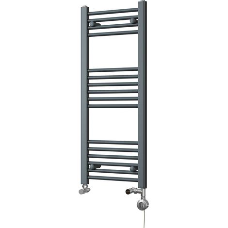 Zennor - Anthracite Dual Fuel Towel Rail H1000mm x W400mm Thermostatic - Straight (1/3)