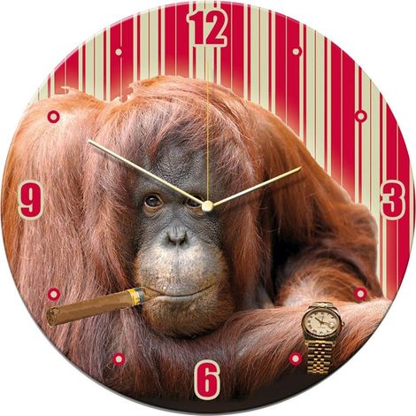 Pendule ronde verre Singe