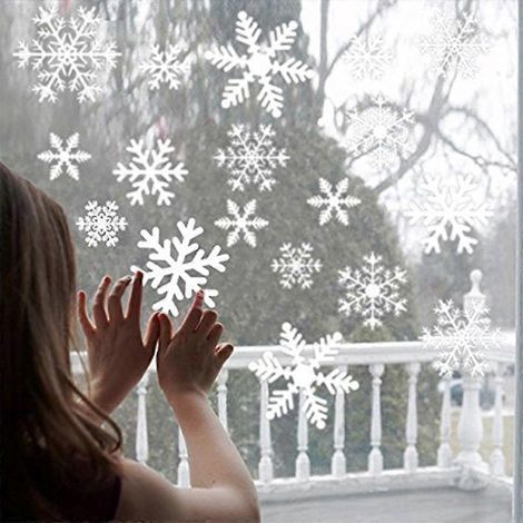108 Décorations de fenêtre pour Noël et l'hiver, flocons de neige, pour portes, vitrines ou façades vitrées (1/4)