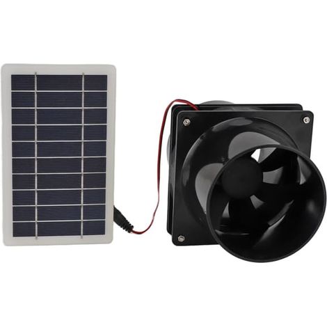 Ventilateur d'extraction solaire 10 W 12 V pour tuyau rond, kit de ventilation avec panneau solaire ABS pour poulailler, camping-car ou serre. (1/5)