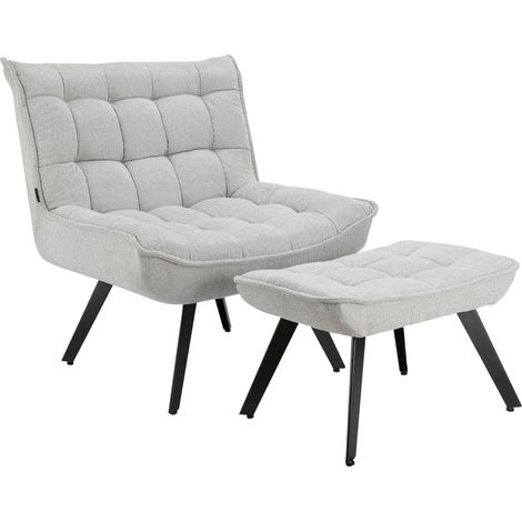 Evan-Chaise longue en tissu gris clair (1/5)