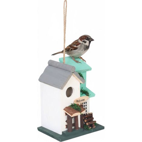 Casa para pájaros estilo rústico, pino resistente a la intemperie
