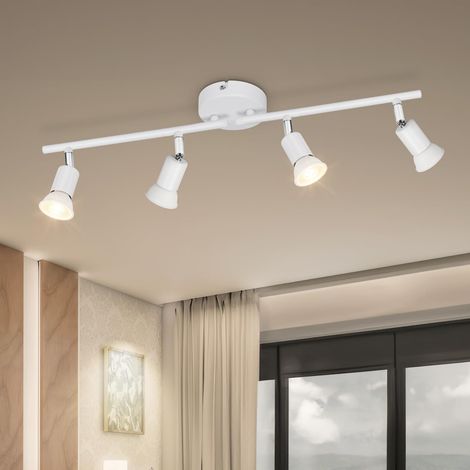 Plafonnier LED GU10 4 Spots, Orientable Blanc (1/5)