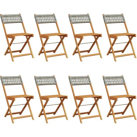 Maison Exclusive - Gartenstühle 8 Stk. Klappbar Grau Poly Rattan (1/5)