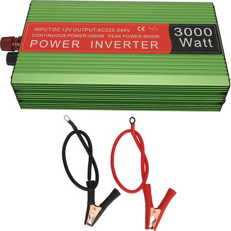 Convertisseur de puissance 3000W double usage voiture et maison, indicateur lumineux de fonctionnement, onduleur universel double tension DC12V vers AC110V-220V (1/5)