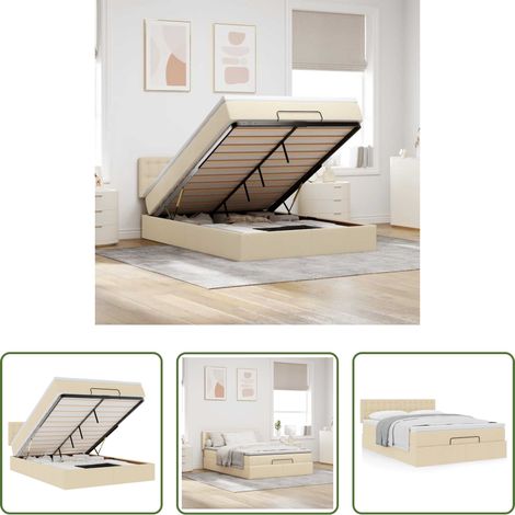 vidaXL Taschenfederkern - Ottoman-Bett mit Matratze Creme 140x200 cm Stoff (1/5)