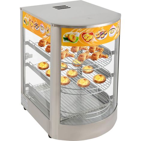 Chauffe-plats 50 l, armoire chauffante vitrine maintien au chaud 35x42x52cm 3 étagères en acier inoxydable 30-85 °C cantines, boulangeries, cafés, restaurants restauration rapide