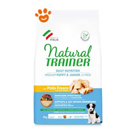 Natural Trainer Dog Puppy & Junior Medium Pollo - Sacco 3 Kg - Cibo Secco Cani