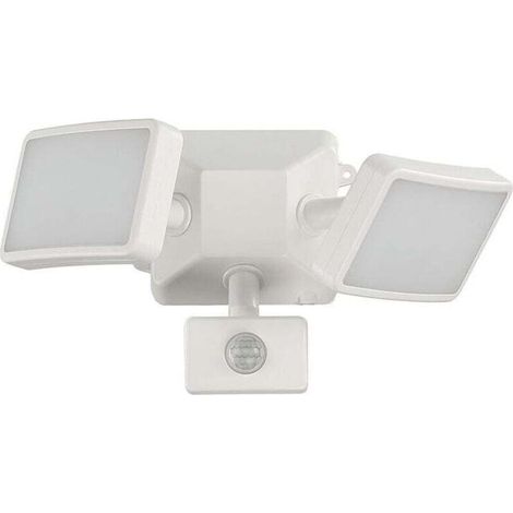 Projecteur LED blanc à détecteur de mouvement réglable, projecteur LED extérieur à double tête, étanche IP54, 1200 lm, 18 W, lumière du jour 6500 K, pour parc, garage, allée.