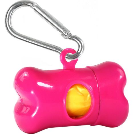 Dispenser micro porta sacchetti igienici a forma di osso Fucsia per cani