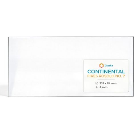 Vitre Continental FIRES ROSOLO NO. 7 - Verre Rectangle pour poêle à bois - 239 x 114 mm (L1 x H1) - 4 mm (1/5)