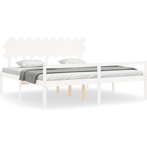 Lit pour personne âgée et tête de lit 200x200 bois massif (1/5)