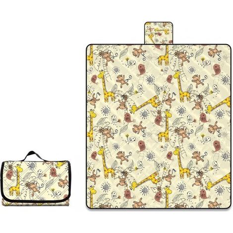 Coperta da picnic taglia 3XL, 200 x 200 cm, per 6-8 persone, impermeabile, resistente all'umidità, adatta anche come tappetino da campeggio o tappetino da pavimento, pieghevole. (1/5)